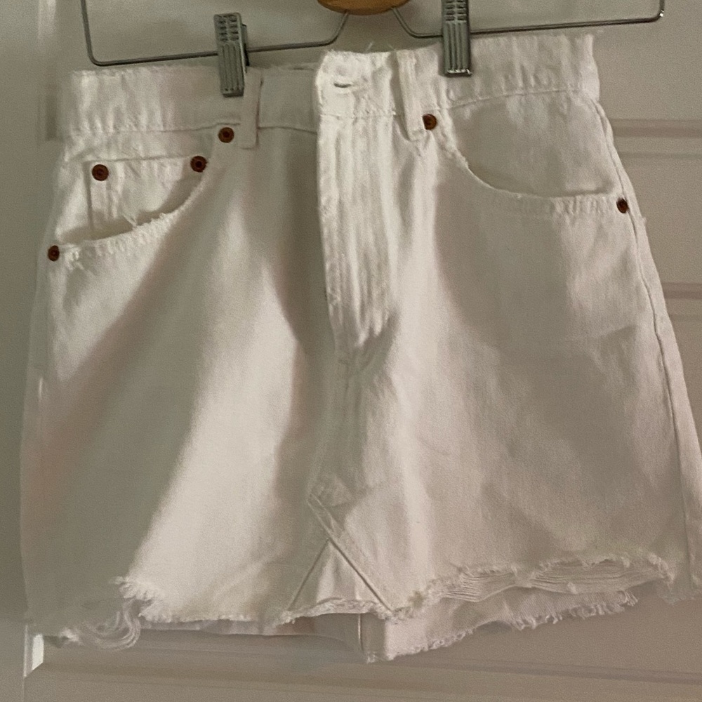 Zara white denim skirt
